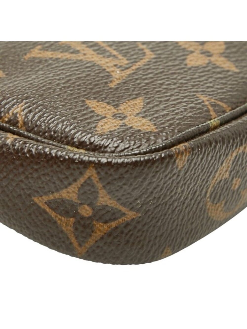 Louis Vuitton Monogram Mini Pochette Mini Handbag Pouch Brown Leather - Picture 7 of 10